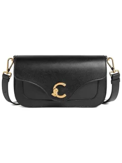 Leren schoudertas zwart - (B)26 x (H)14 x (D)7 cm