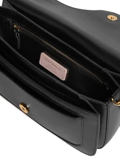 Leren schoudertas zwart - (B)26 x (H)14 x (D)7 cm