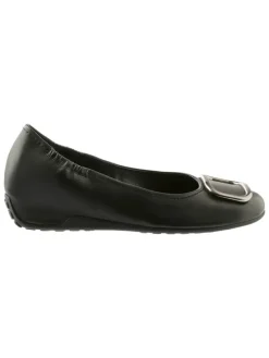 Leren sleehakballerina's zwart