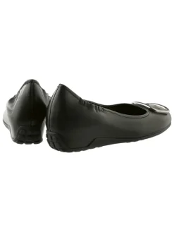 Leren sleehakballerina's zwart