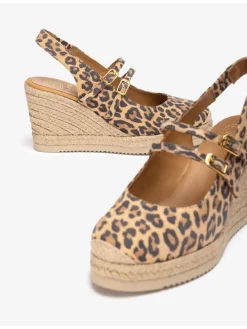 Leren sleehakpumps beige/bruin