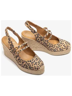 Leren sleehakpumps beige/bruin