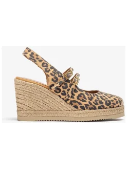 Leren sleehakpumps beige/bruin
