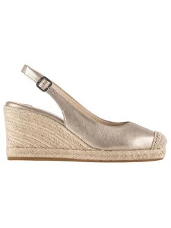 Leren sleehakpumps "Summer" beige