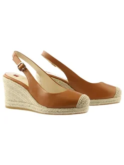 Leren sleehakpumps "Summer" lichtbruin