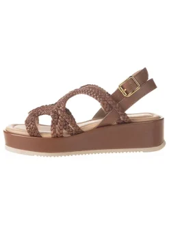 Leren sleehaksandalen bruin