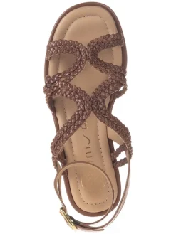 Leren sleehaksandalen bruin