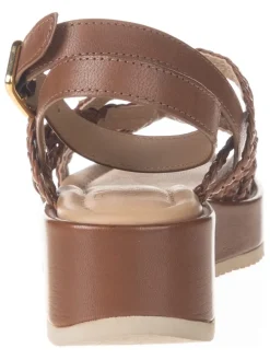 Leren sleehaksandalen bruin