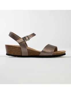 Leren sleehaksandalen "Calabria" grijs