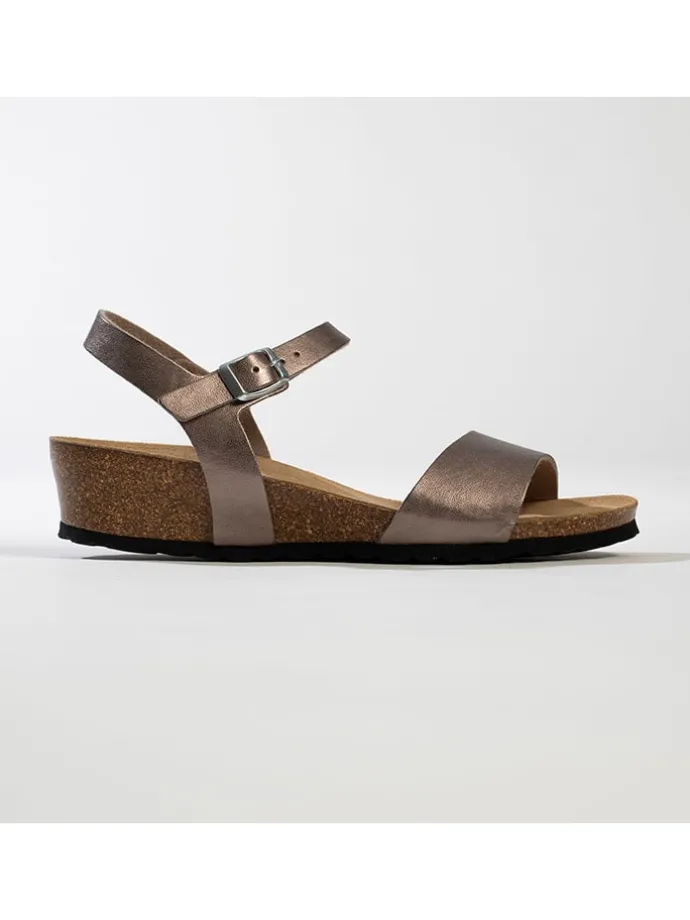 Leren sleehaksandalen "Calabria" grijs