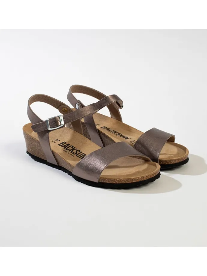 Leren sleehaksandalen "Calabria" grijs