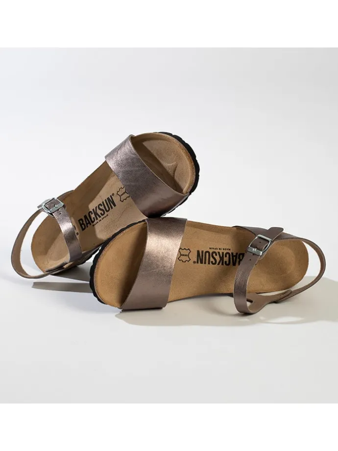 Leren sleehaksandalen "Calabria" grijs
