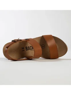 Leren sleehaksandalen "Cali" lichtbruin