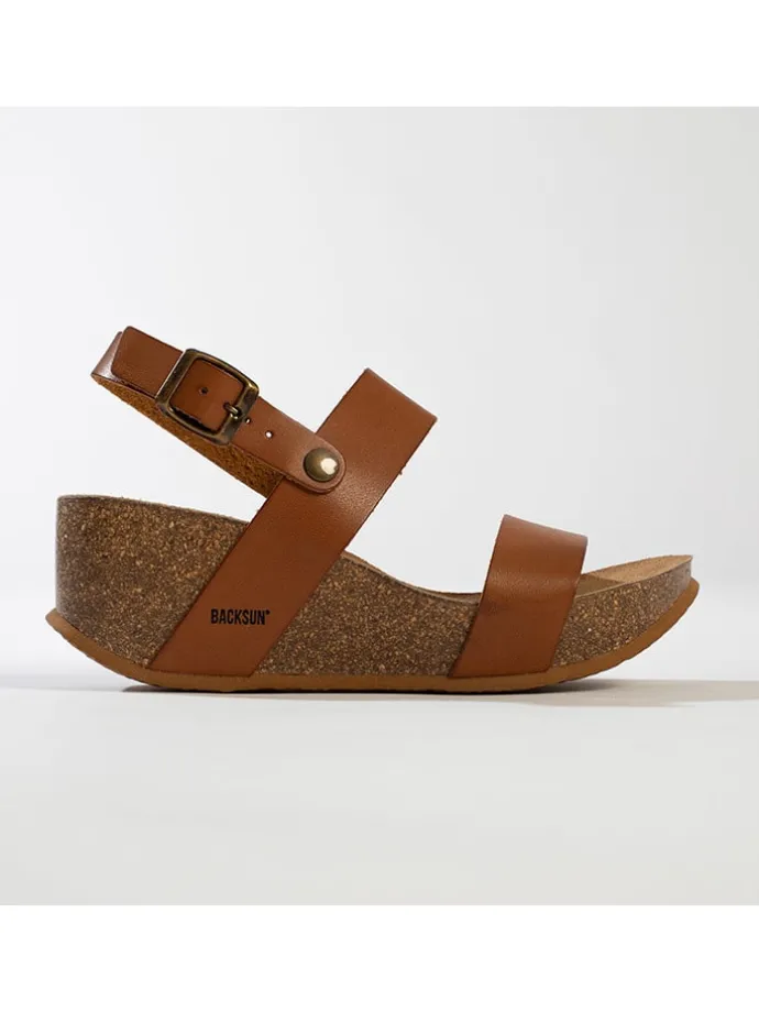 Leren sleehaksandalen "Cali" lichtbruin