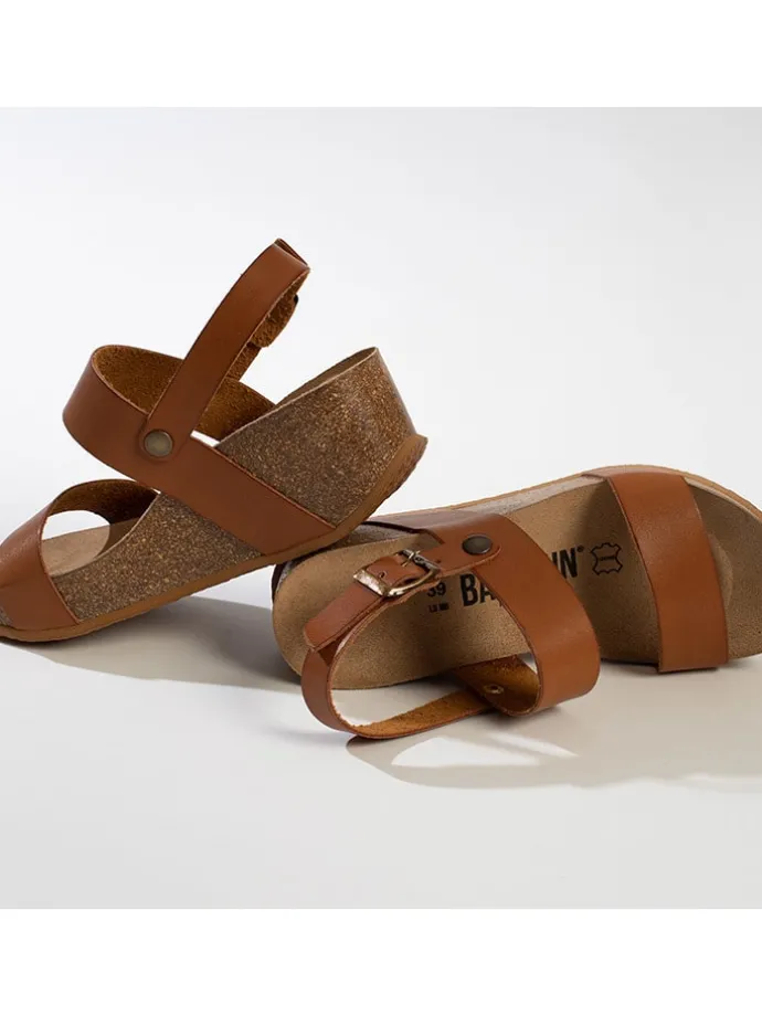 Leren sleehaksandalen "Cali" lichtbruin