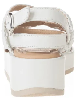 Leren sleehaksandalen crème