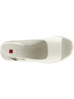 Leren sleehaksandalen crème