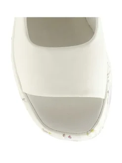 Leren sleehaksandalen crème