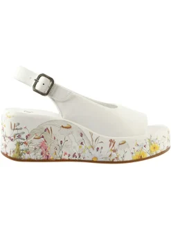 Leren sleehaksandalen crème