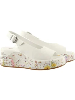 Leren sleehaksandalen crème