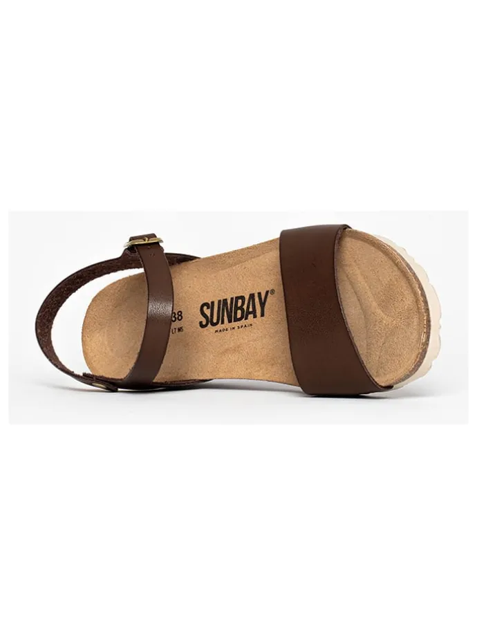 Leren sleehaksandalen ""Esperance" donkerbruin