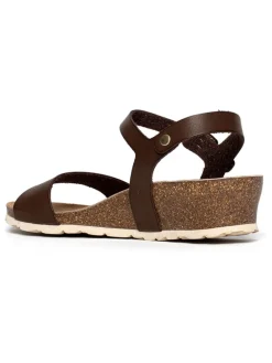 Leren sleehaksandalen ""Esperance" donkerbruin