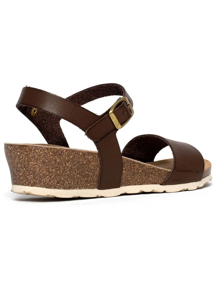 Leren sleehaksandalen ""Esperance" donkerbruin