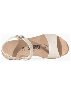 Leren sleehaksandalen goudkleurig