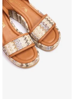 Leren sleehaksandalen lichtbruin