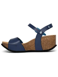 Leren sleehaksandalen "Mateo" donkerblauw