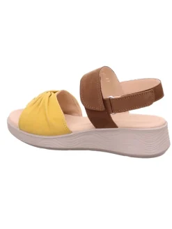 Leren sleehaksandalen "Swing" bruin/geel