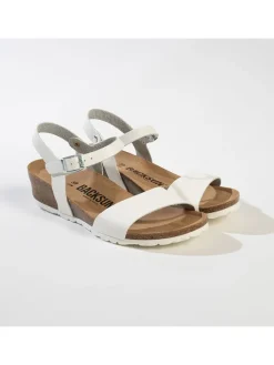 Leren sleehaksandalen wit