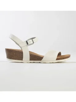 Leren sleehaksandalen wit