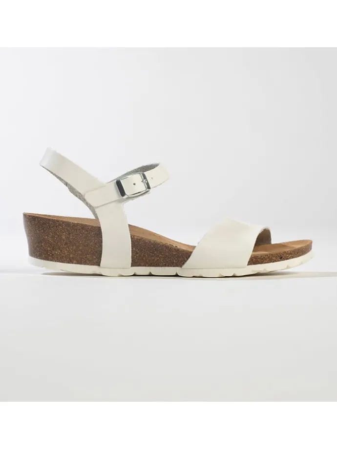Leren sleehaksandalen wit
