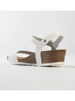 Leren sleehaksandalen wit