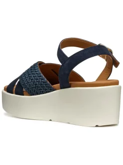 Leren sleehaksandalen "Xand" donkerblauw