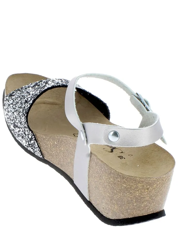 Leren sleehaksandalen "Yucca" zilverkleurig
