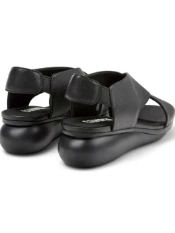 Leren sleehaksandalen zwart