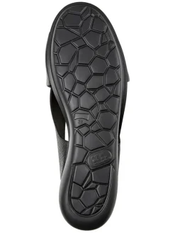 Leren sleehaksandalen zwart
