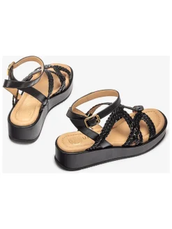 Leren sleehaksandalen zwart