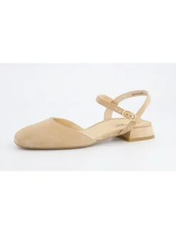 Leren slingballerina's beige