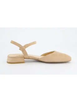 Leren slingballerina's beige