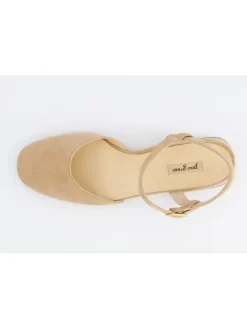 Leren slingballerina's beige