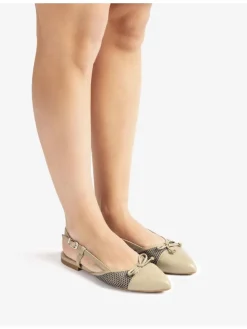 Leren slingballerina's beige