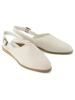 Leren slingballerina's crème