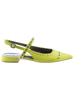 Leren slingballerina's "Faye" groen