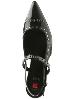 Leren slingballerina's "Faye" zwart