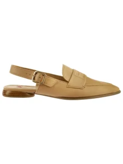 Leren slingballerina's "Ginger" camel