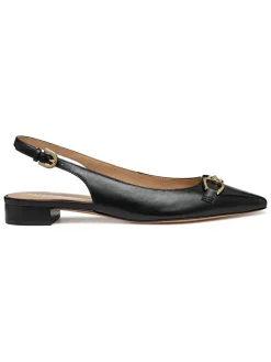 Leren slingballerina's "Giselda" zwart