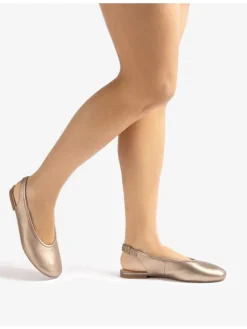 Leren slingballerina's goudkleurig